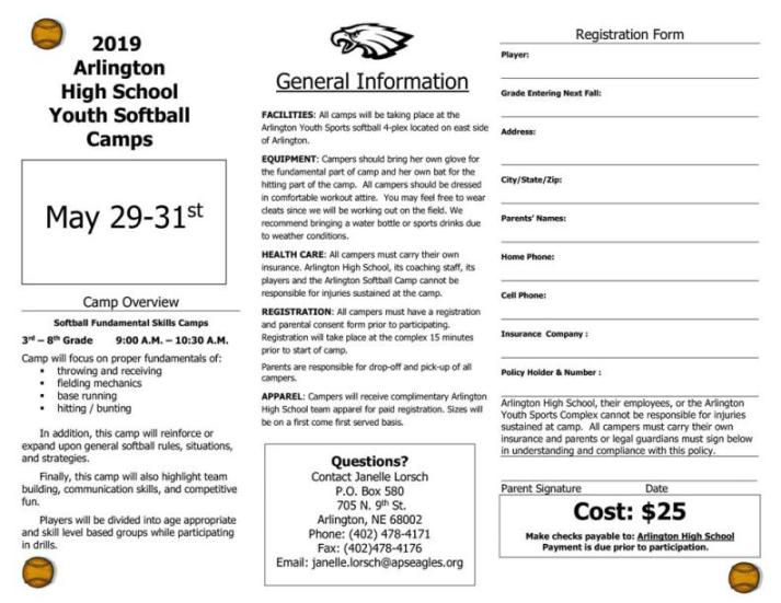 Arlington Public Schools Information on APS Summer Athletic Camps and